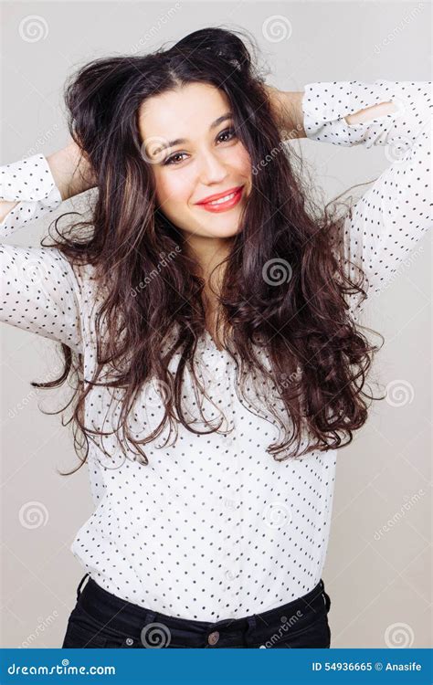 Girl With Tousled Hair Stock Image Image Of Black Untidy 54936665