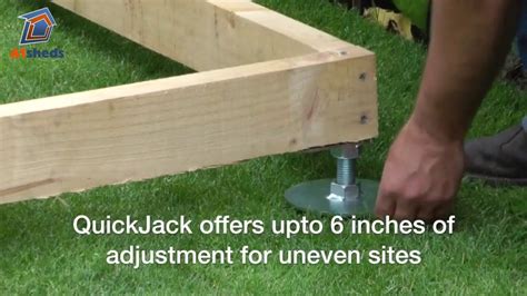 Find the slope of the hill with a stake at the top, a tall pole at the bottom and builder's twine stretched between them. QuickJACK Shed Base: How to create a great shed foundation ...