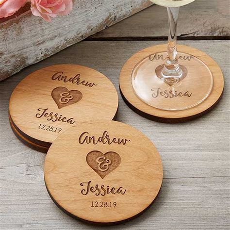 Then this gift idea is definitely up your alley. Rustic Wedding Party Favors - Personalized Coasters