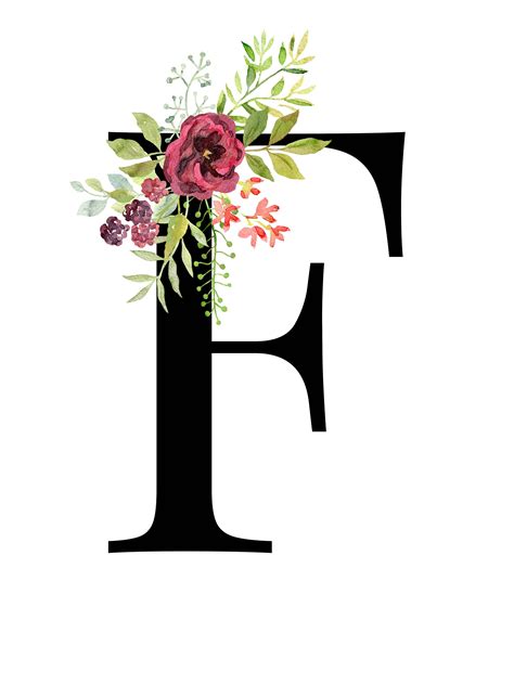 Letter F Floral Monogram Printable Letter Nursery Art Etsy In 2020 Monogram Printable