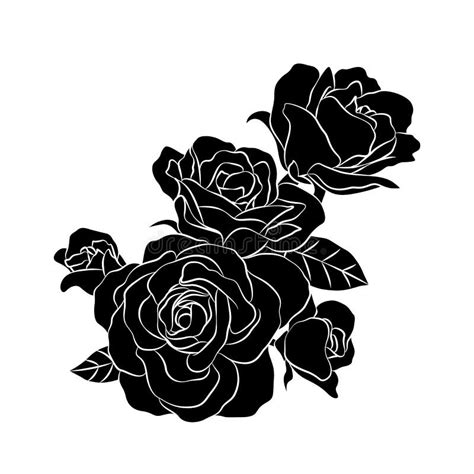 Bouquet Of Roses Silhouette Of Black Stock Vector Illustration Of