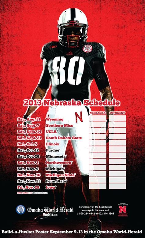 Nebraska Husker Football Schedule 2023 W2023H