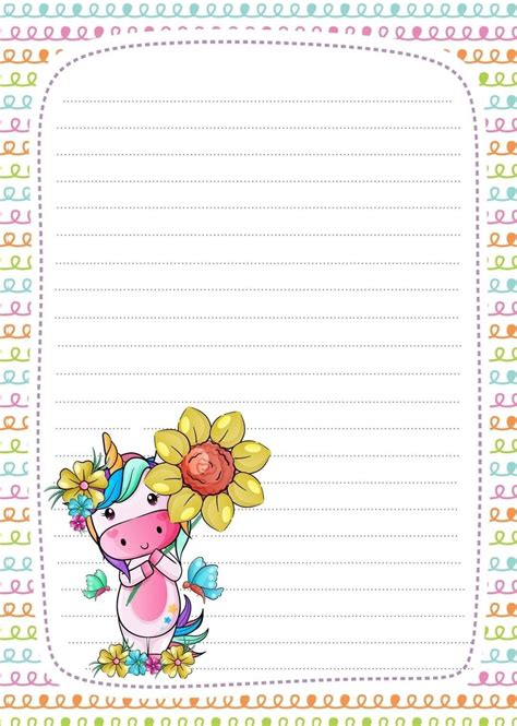 A Notepad With An Image Of A Unicorn Holding A Sunflower