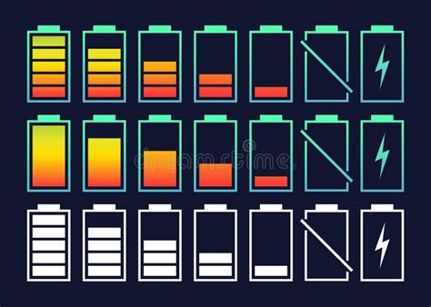 Battery Charge Indicator Icons Collection Battery Charge Level In