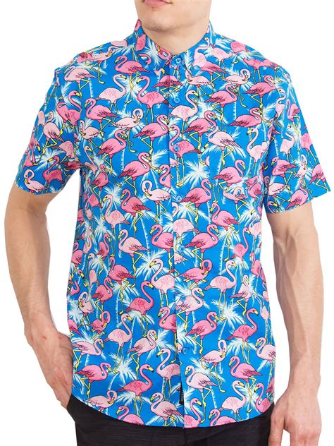 Visive Hawaiian Shirt For Mens Short Sleeve Button Up Down Tropical