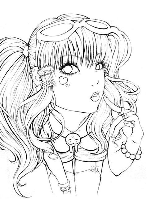 Japanese Anime Coloring Sheets Little Anime Girl Coloring Page Free