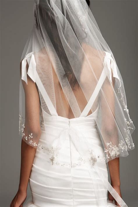 Embroidered Floral Garland Mid Length Veil Wedding Veils Lace Veil