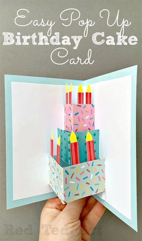 Easy Pop Up Birthday Card Diy Red Ted Art Kids Crafts Trasiente
