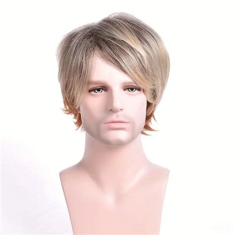 Wigs For Mens Short Straight Wig Realistic Golden Color Wig Hair For