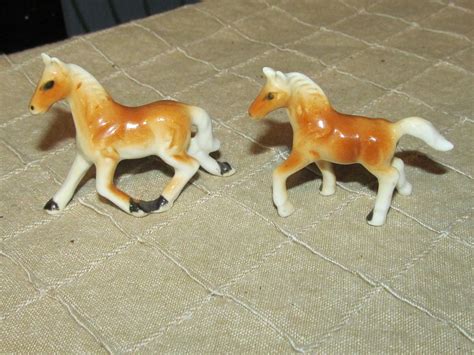 Pair Of Miniature Porcelain Bone China Horse Horses Figurines Horse