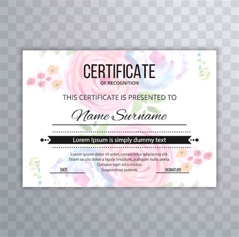 Certificado Plantilla Premium Premios Diploma Colorido Floral