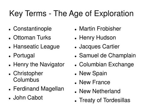 Ppt Key Terms The Age Of Exploration Powerpoint Presentation Free