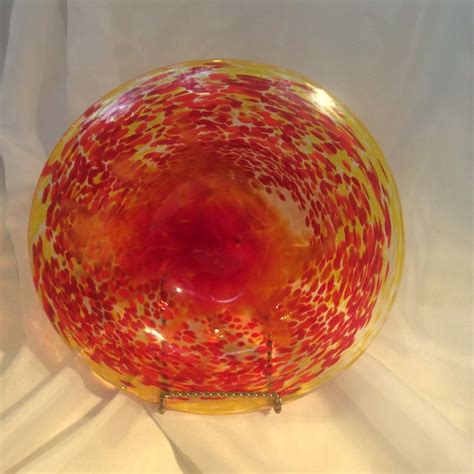 hand blown glass plate platter in red yellow orange blown etsy glass blowing glass
