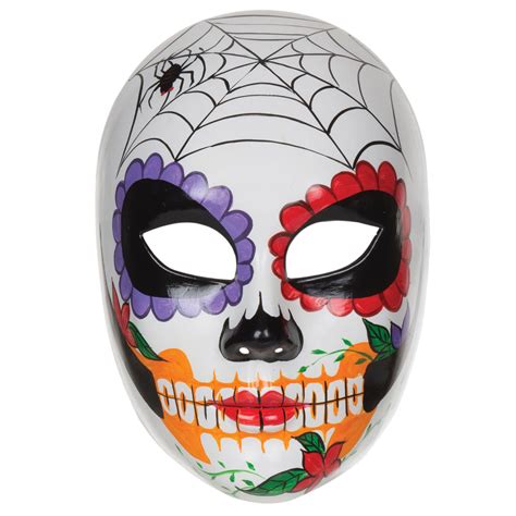 Adults Halloween Hard Plastic Sugar Face Mask Day Of The Dead Skull