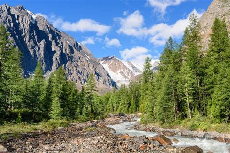 Peak Aktru On North Chui Mountain Range Altai Siberia Russia Stock