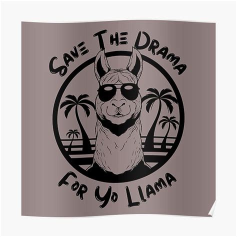Save The Drama For Yo Llama Retro Llama With Sunglasses And Palm Trees