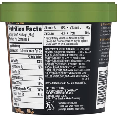 This cereal has 2 grams per serving. 35 Quaker Oat Beverage Nutrition Label - Labels Database 2020