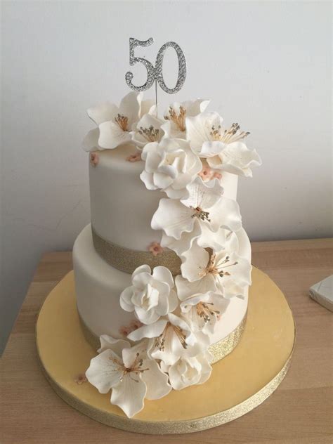 Cakes For 50th Birthday 50th Birthday Cake With Fondant Flowers Cakecentral 50 лет торт Торт
