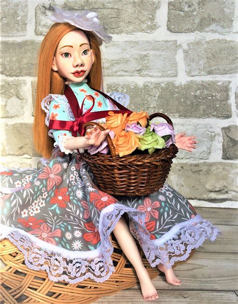 ooak art doll flower girl collectable art doll handmade doll interior doll boudoir decor