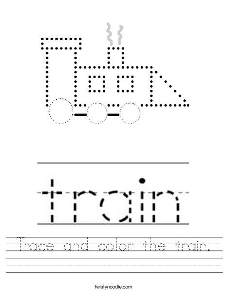 Trace And Color The Train Worksheet Twisty Noodle