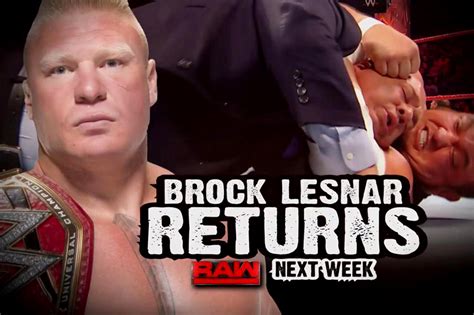 Brock Lesnar To Return To Wwe Monday Night Raw Next Week Heyman Hustle