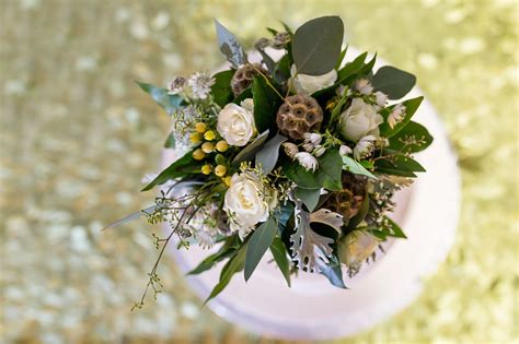 Scabiosa Pod And Rose Textured Bridal Bouquet