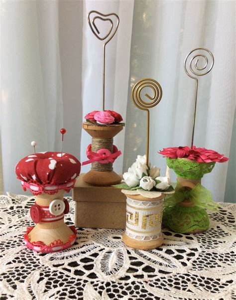 Wooden Spools As Photomemo Holders And Pin Cushions Spool Crafts