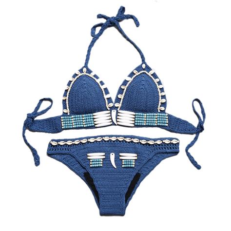 knitted bikini set handmade swimsuit knitted bikinis crochet swimwear women 2019 bathing suits