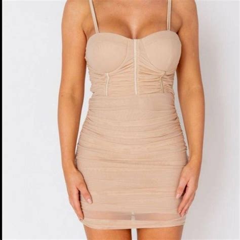 Designer Nude Bodycon Dress Grailed