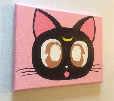 Sailor Moon Cat Luna Canvas Painting Etsy