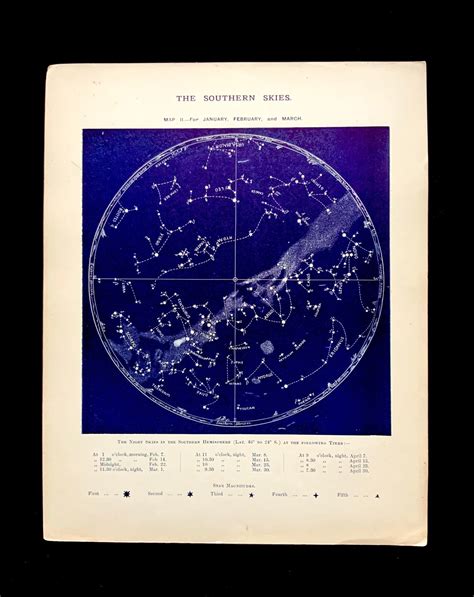 Antique Zodiac Star Chart Astronomy Print 1896 Constellation Etsy