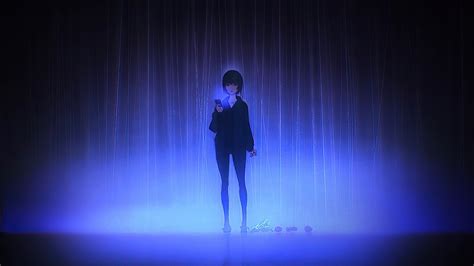 Anime Girl Phone Blue Lights Wallpaperhd Anime Wallpapers4k