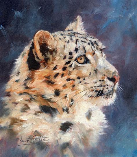 Snow Leopard Painting By David Stribbling Pixels