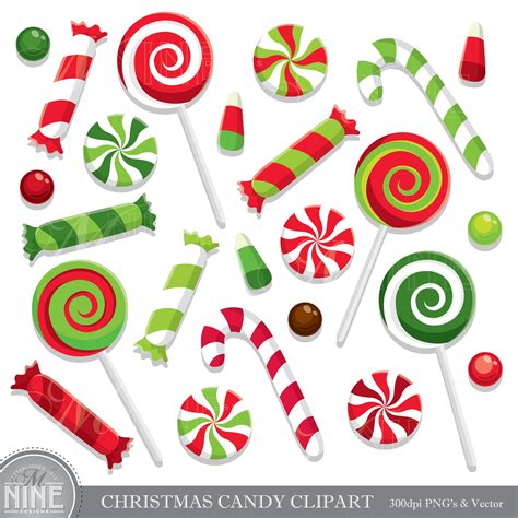 Christmas Candy Clip Art Holiday Candy Clipart Downloads Etsy