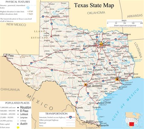 ♥ Texas State Map A Large Detailed Map Of Texas State Usa