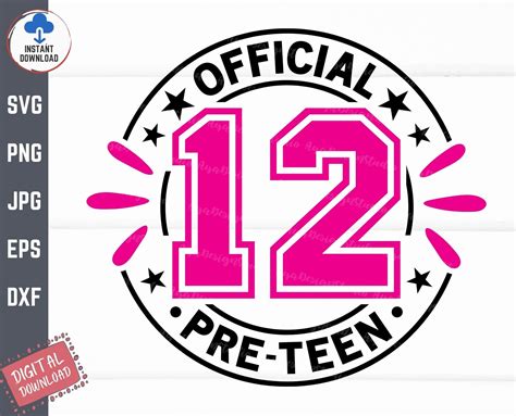 Official 12 Pre Teen Svg 12th Birthday Girl Svg Official Pre Teen