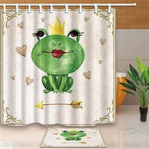 Funny Shower Curtains A Female Frog With Crown On The Bathroom Curtain Waterproof And Mildew