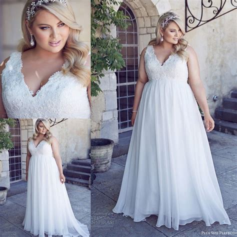 2016 New Summer Plus Size Wedding Dresses With Empire High Waist Line