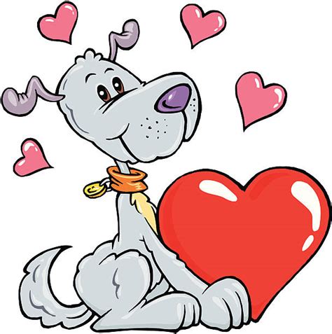 Clip Art Of Dog Love Valentine Heart Illustrations Royalty Free Vector