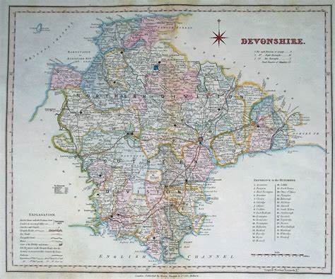 Antique Map Of Devonshire By Rowe And Teesdale