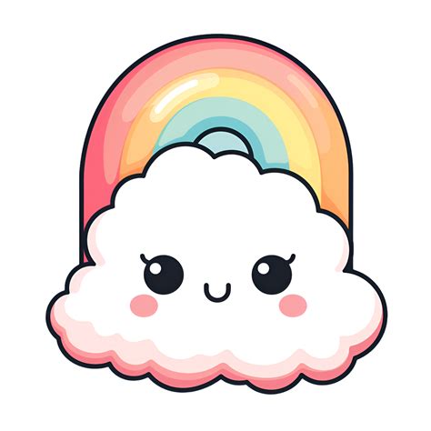 Rainbow Cloud Cute Cartoon Kawaii Sticker Clipart 24637576 Png