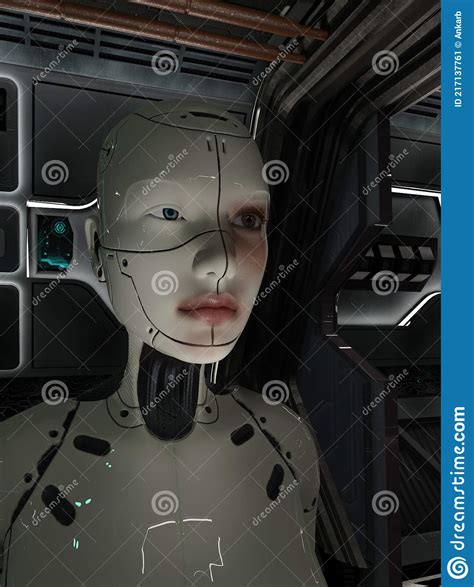 Cyborg Woman Humanoid Stock Illustration Illustration Of Head