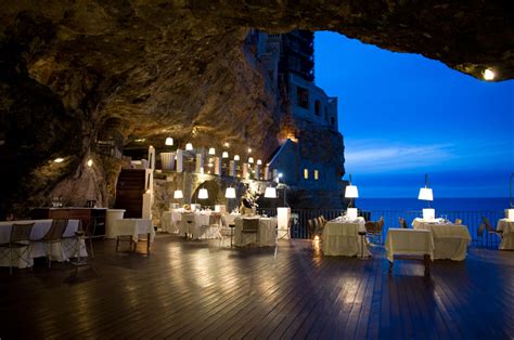 Magnificent Restaurant Built Into A Cave In A Cliff On The Italian
