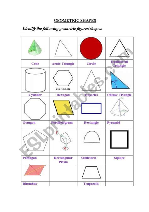 Basic Geometric Shapes Worksheet