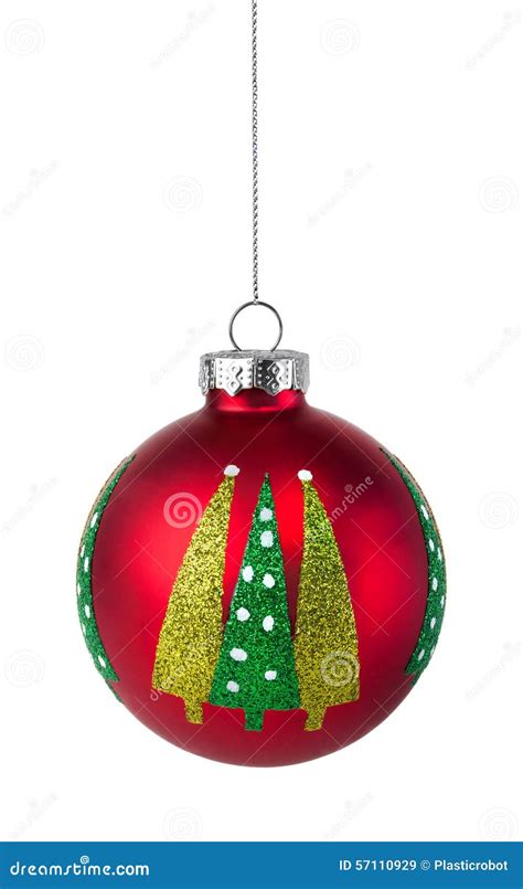 Red Christmas Tree Bauble Hanging On A String Stock Image Image Of