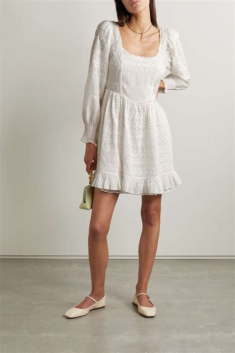 LOVESHACKFANCY Preslina ruffled broderie anglaise cotton mini dress