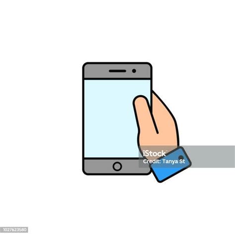 Mobile Phone In Hand Icon Vector Color Illustration Stock Illustration