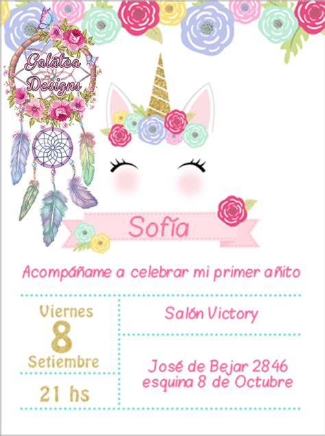 Invitaciones personalizadas gratis en español www lafiestadeolivia. Invitaciones Unicornio, Cumple, Tarjetas Novedad - $ 15,00 en Mercado Libre
