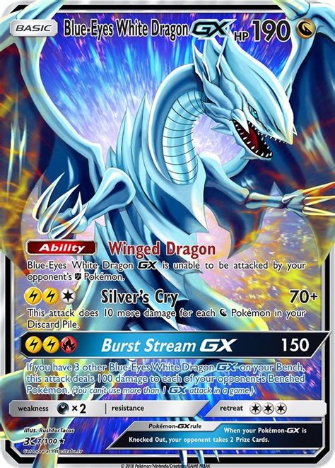 Blueeyes Card Crossover Custom Dragon Pokemon White Yugioh