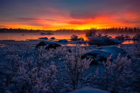 Lake Nature Snow Sunset Hd Nature 4k Wallpapers Images Backgrounds